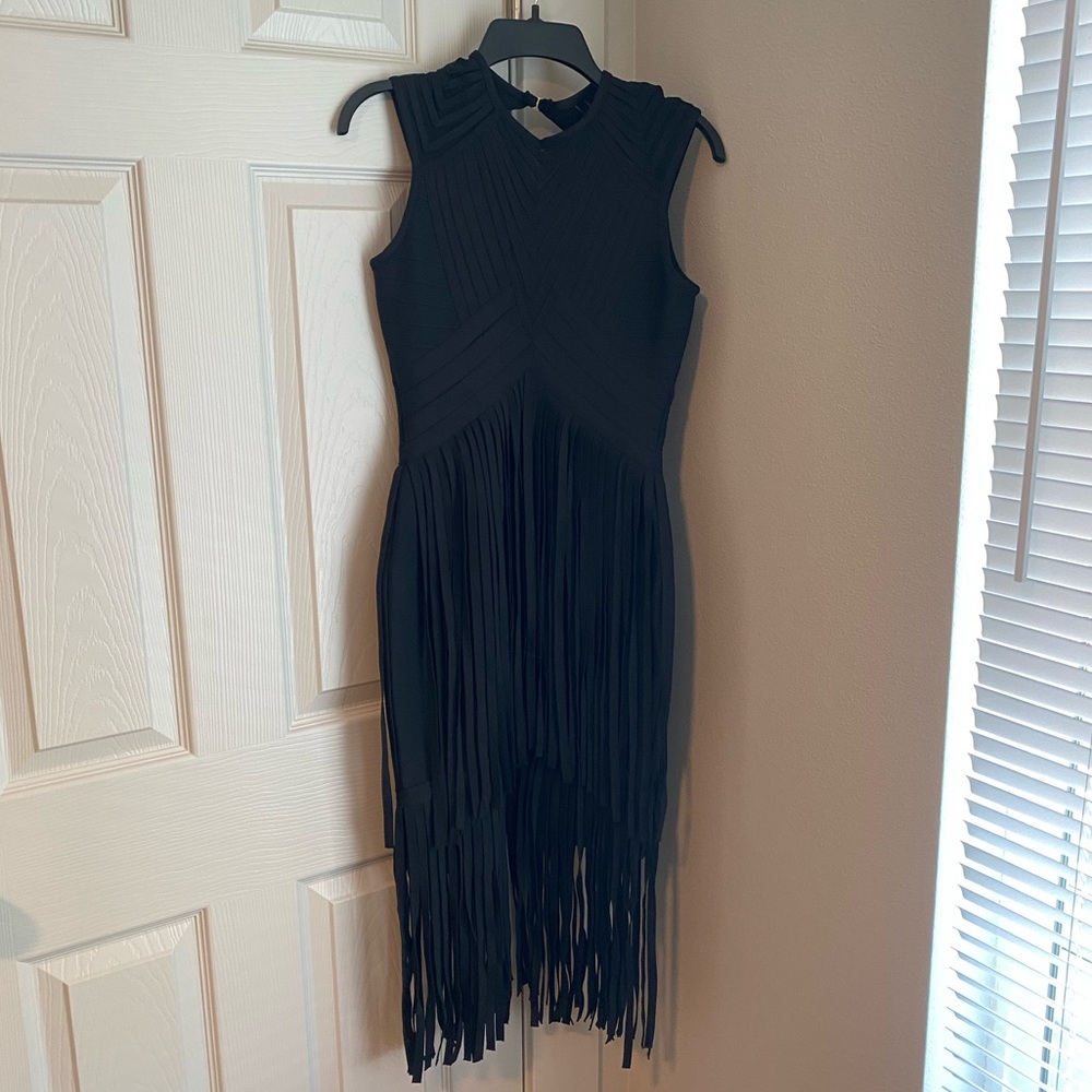 Black Fringe dress with mesh detailing
